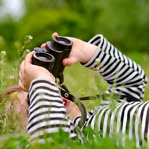 Child Watching Bird Migration